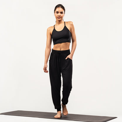 Long Loose Flow Pants - Black Yogahose Curare   