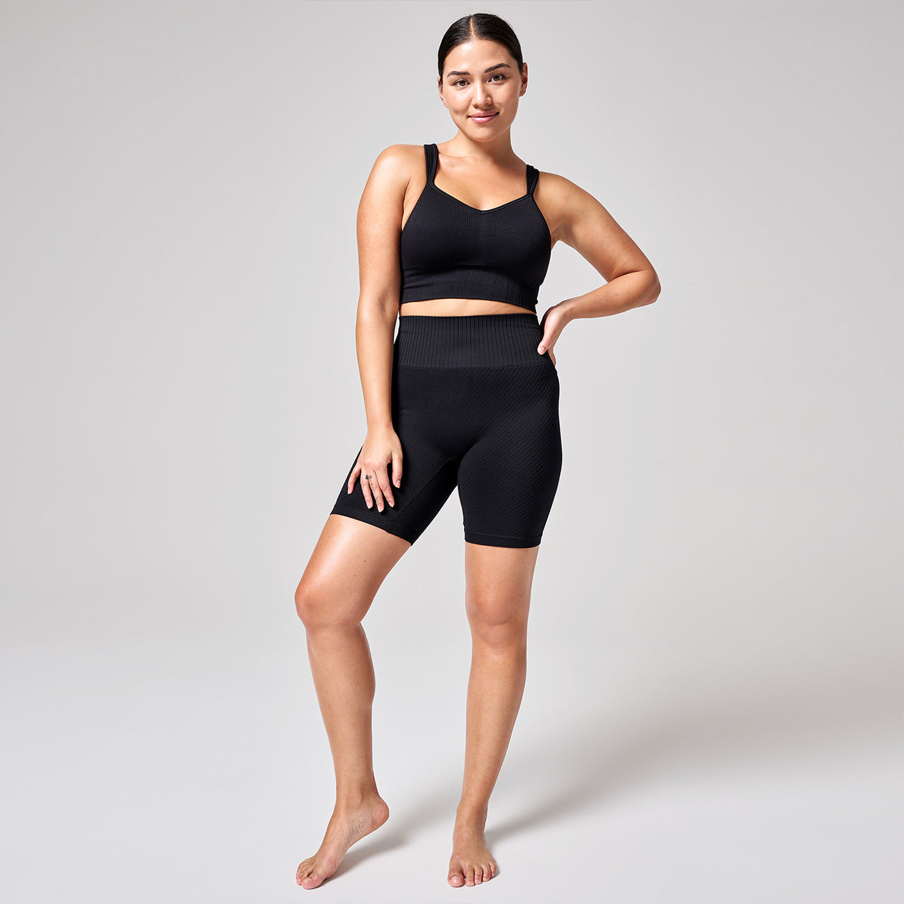 Bikerhose - Seamless Graphical Rib - Black Shorts Casall   