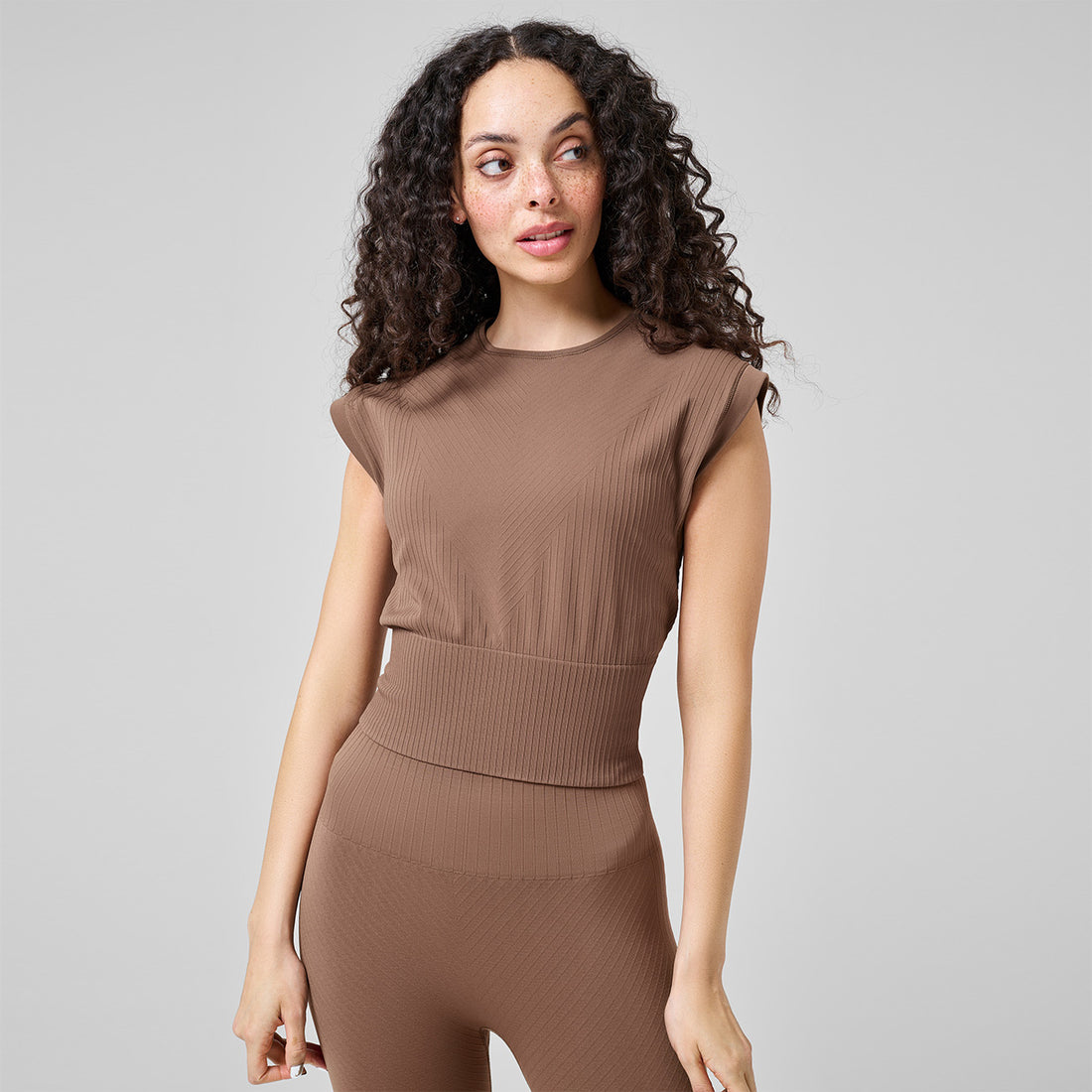 Seamless Graphical Rib Tee  - Taupe T-Shirt Casall   