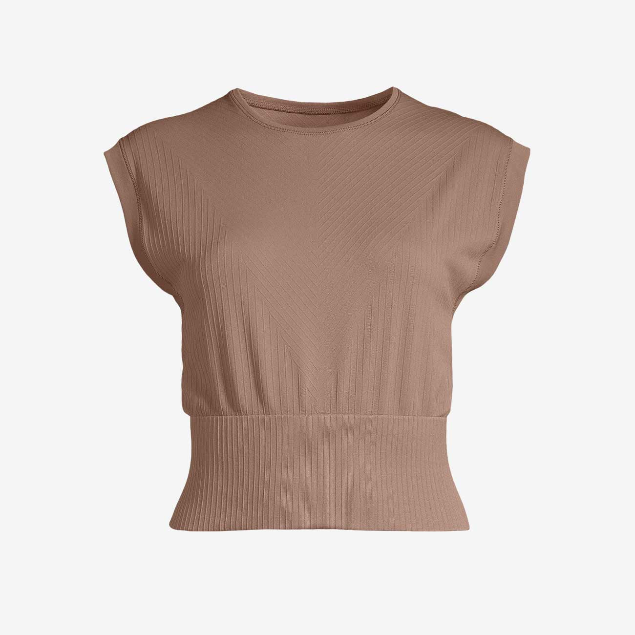 Seamless Graphical Rib Tee  - Taupe T-Shirt Casall   