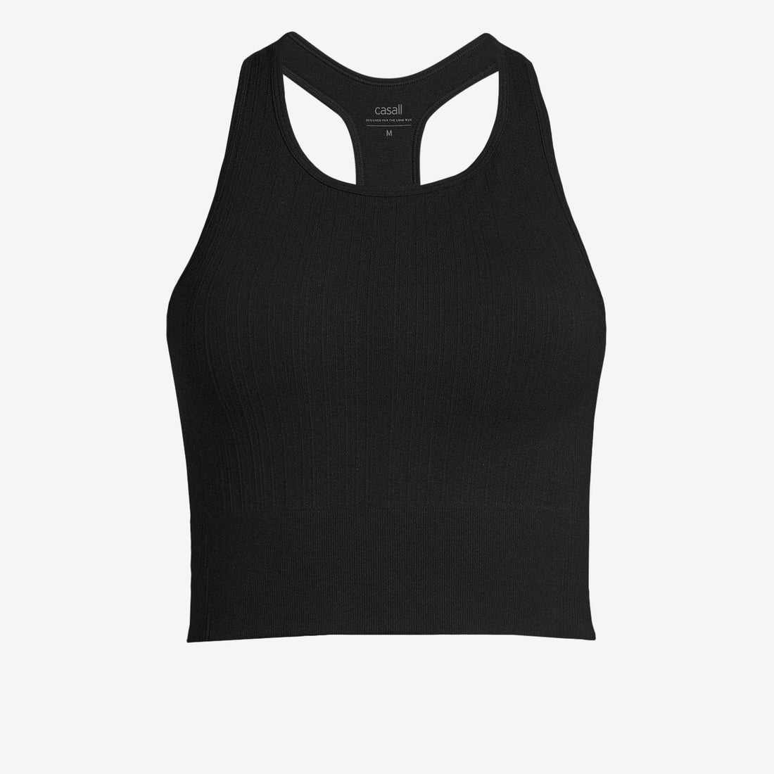 Multi Rib Seamless Padded Sports Top - Black