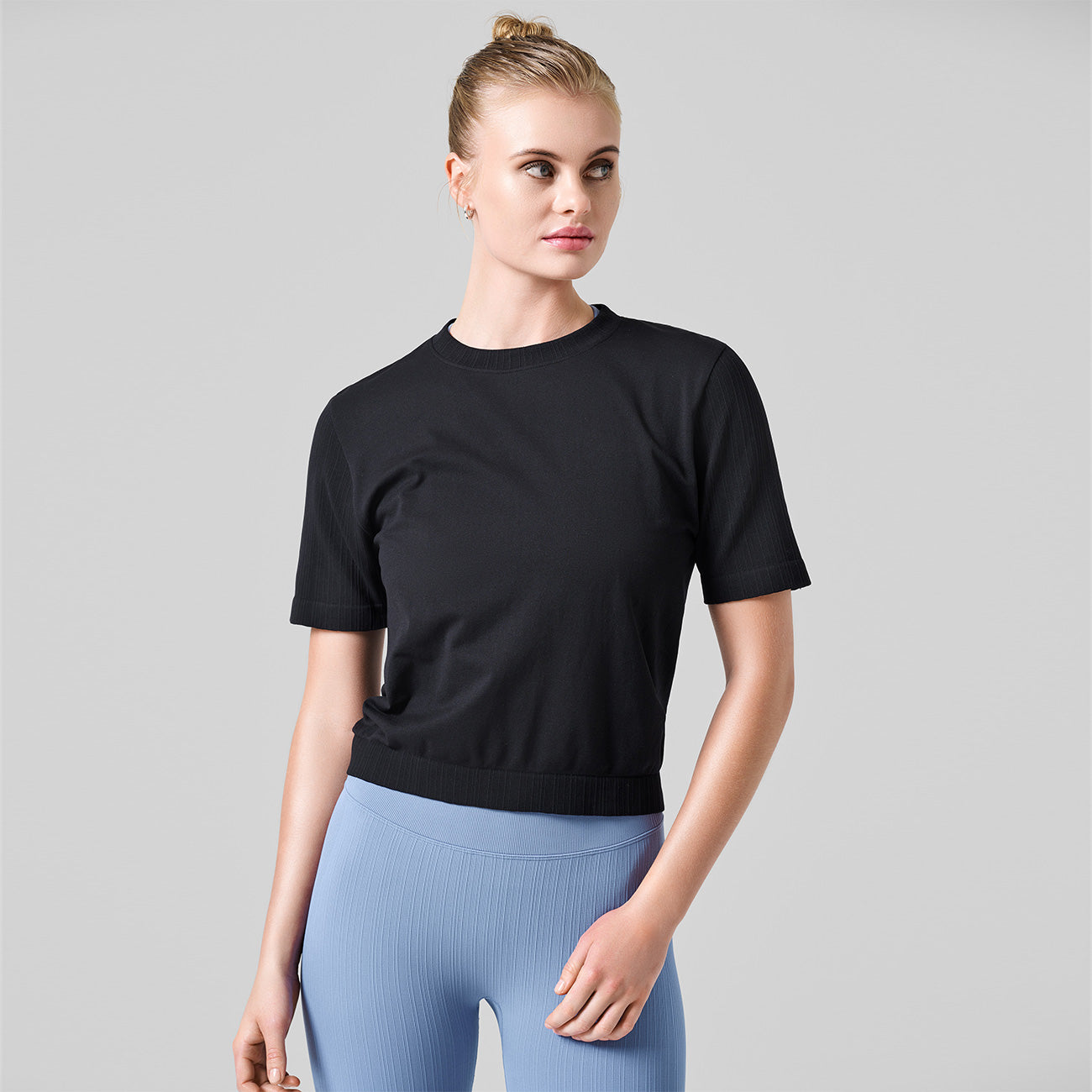 T-Shirt Seamless Rib Sleeve - Black