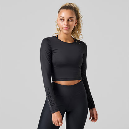 Langarmshirt Graphic Crop - Black