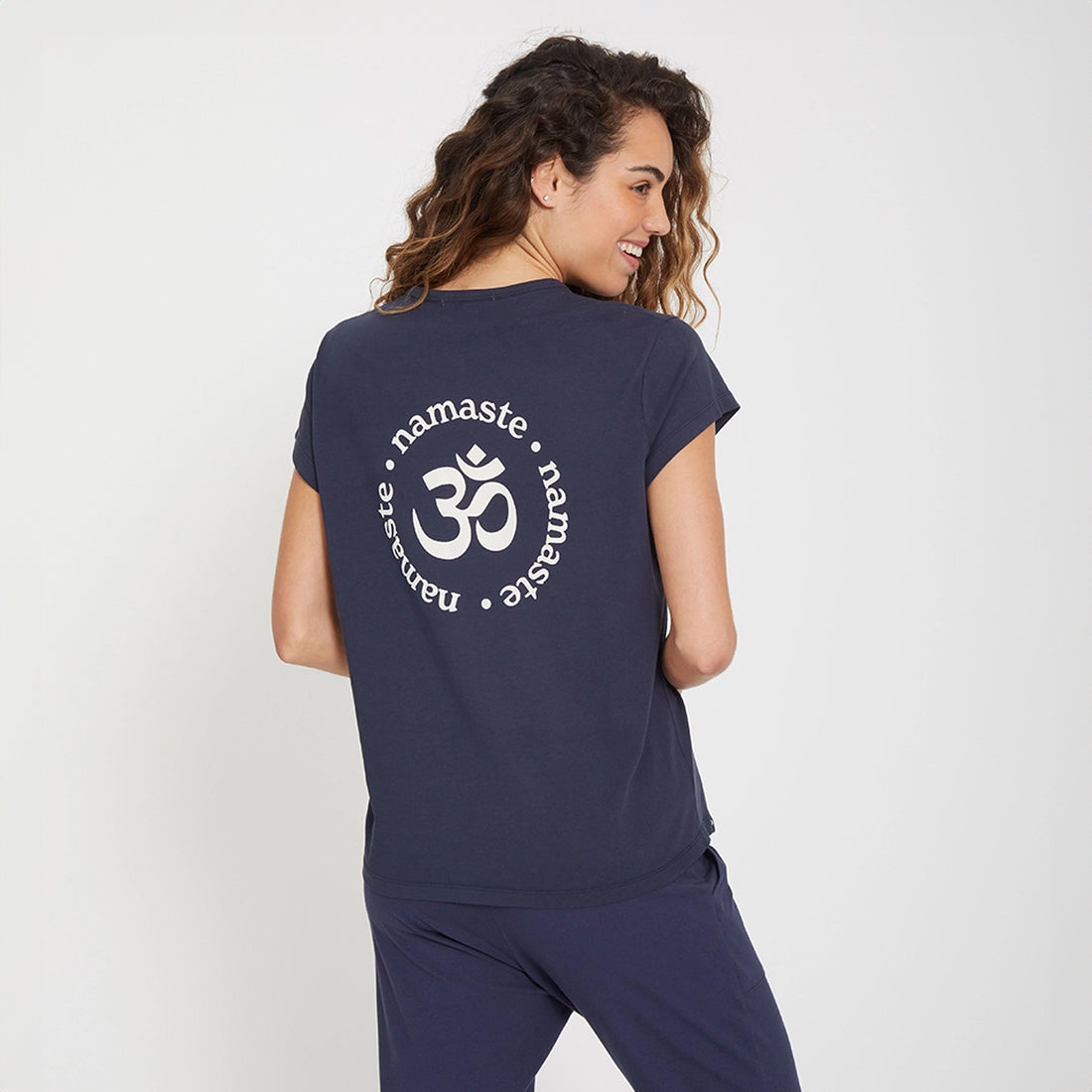 T-Shirt Namaste - Marineblau